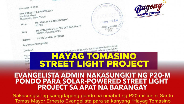 𝗣𝟮𝟬-𝗠 𝗽𝗼𝗻𝗱𝗼 𝗽𝗮𝗿𝗮 𝘀𝗮 𝘀𝗼𝗹𝗮𝗿-𝗽𝗼𝘄𝗲𝗿𝗲𝗱 𝘀𝘁𝗿𝗲𝗲𝘁 𝗹𝗶𝗴𝗵𝘁 𝗽𝗿𝗼𝗷𝗲𝗰𝘁 ilalaan sa 𝟱 𝗯𝗮𝗿𝗮𝗻𝗴𝗮𝘆 sa bayan ng Santo Tomas, Davao del Norte