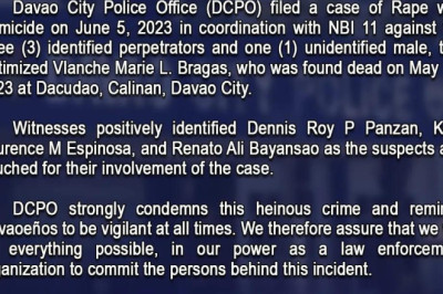4 suspects tagged in Bragas rape-slay case