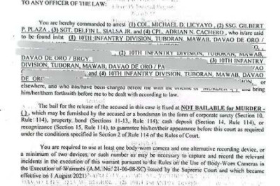 Korte, nagpagawas na’g warrant of arrest batok sa 4 sundalo nga akusado sa pagpatay sa modelong si Yvonette Plaza