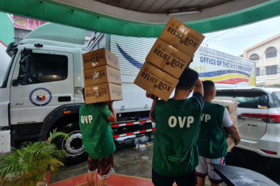 OVP prepositions relief packs for families affected by Typhoon Carina