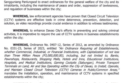 Davao City forms 𝐓𝐖𝐆 𝐟𝐨𝐫 𝐚𝐦𝐞𝐧𝐝𝐞𝐝 𝐂𝐂𝐓𝐕 𝐨𝐫𝐝𝐢𝐧𝐚𝐧𝐜𝐞