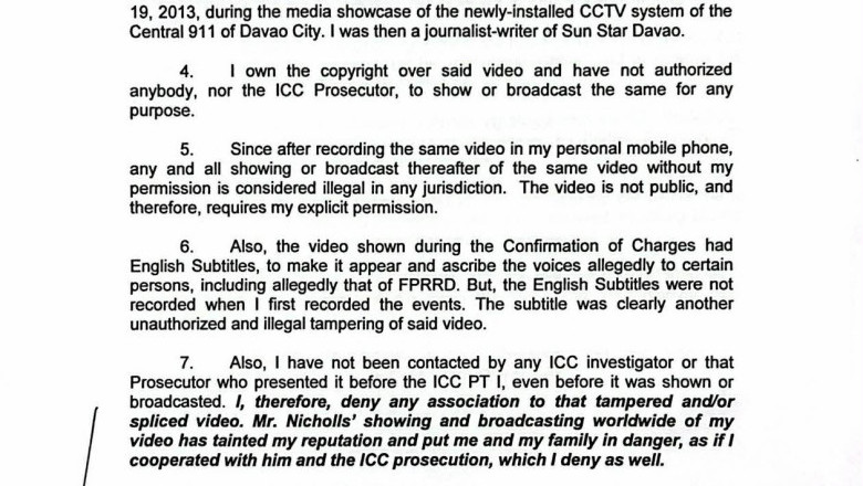 Journalist Executes Affidavit Denying ICC Use of Allegedly Tampered CCTV Video