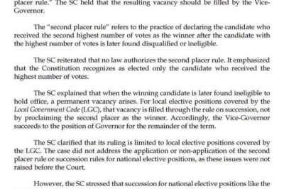 SC ABANDONS ‘SECOND PLACER RULE,’ SAYS VICE-GOVERNOR SHOULD SUCCEED DISQUALIFIED WINNER