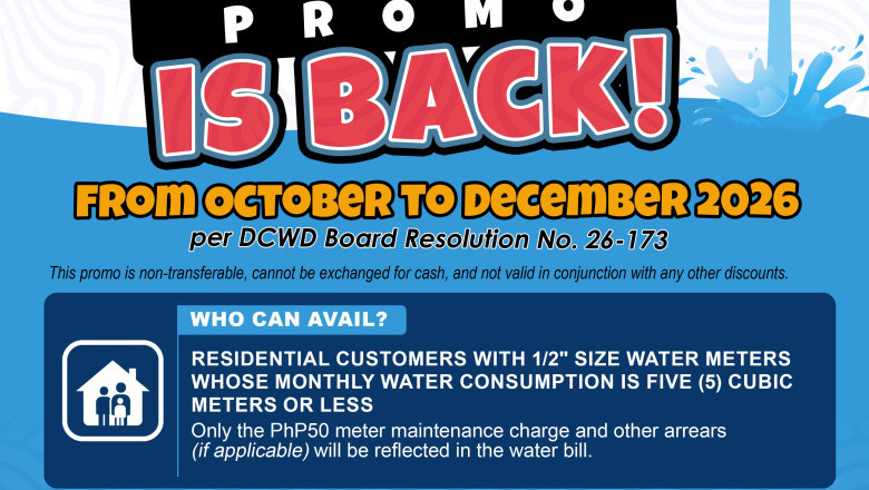DCWD brings back free water  promo for qualified customers