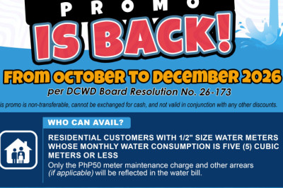 DCWD brings back free water  promo for qualified customers