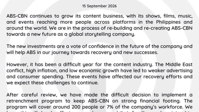 ABS-CBN to retrench 200 employees amid industry challenges