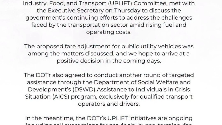 DOTr eyes fare adjustment, additional aid for transport sector
